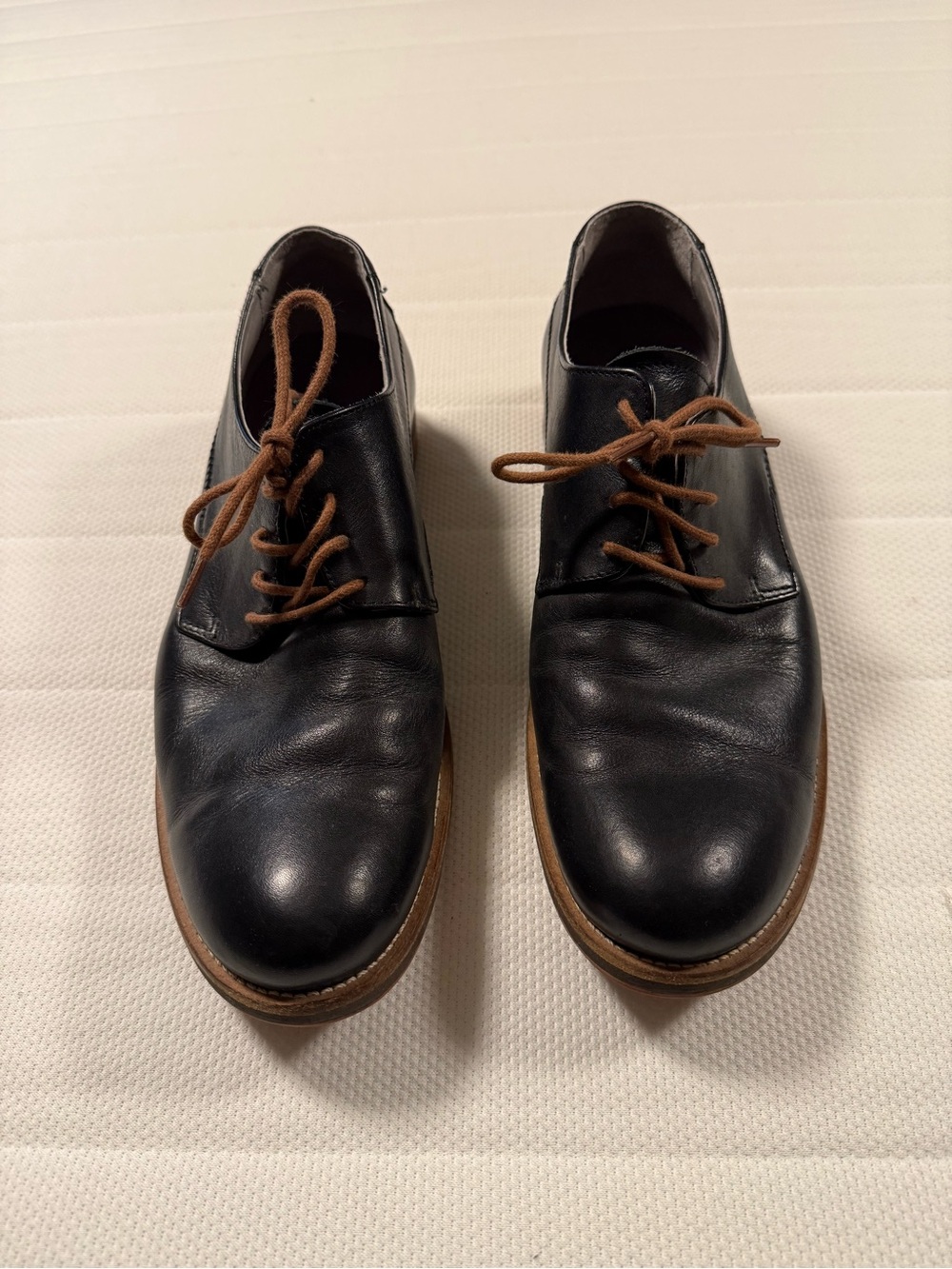 Men's Black Gravitypope Leather Derby Shoes with Brown Laces and Welt EUR 41